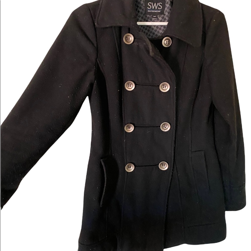 BLACK BUTTON UP COAT SIZE SMALL SWS